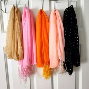 Lightweight decorative scarves (×6)